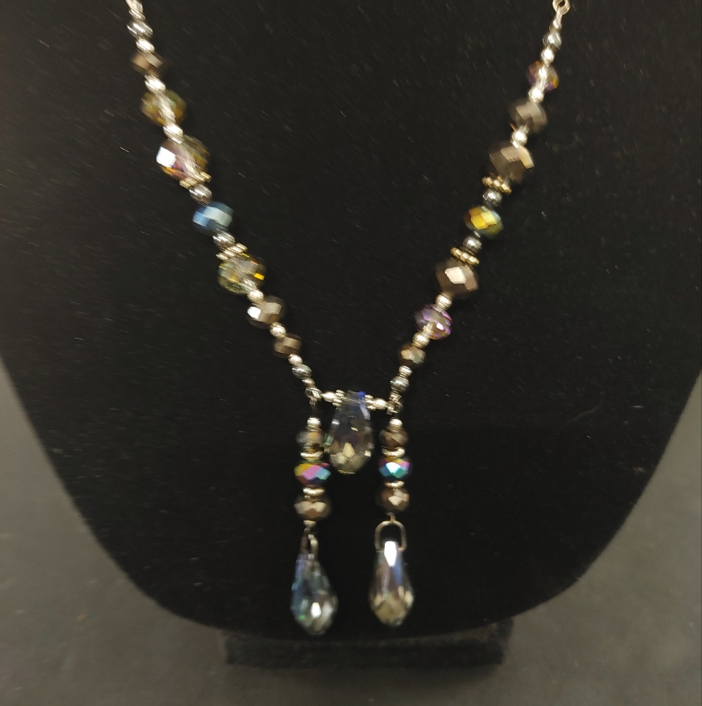 #4 - SOLD - glitterisgoals - Glass Beaded Necklace with Crystal Accents